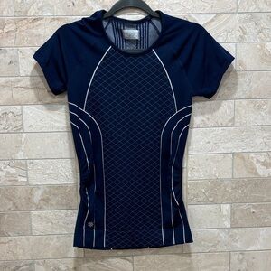 Athleta Navy Speedlight Seamless Short Sleeve Performance Tee Size Small